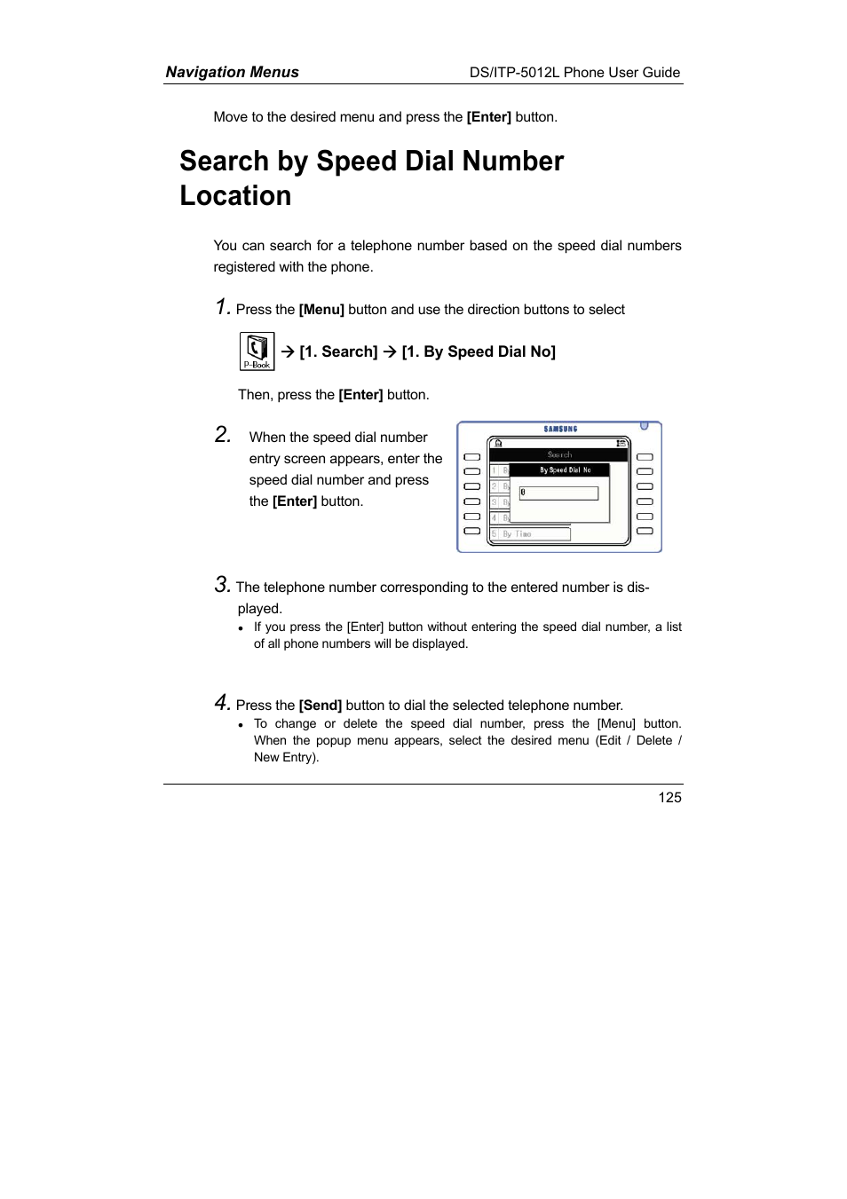 Search by speed dial number location | Samsung DS-5012L User Manual | Page 138 / 187