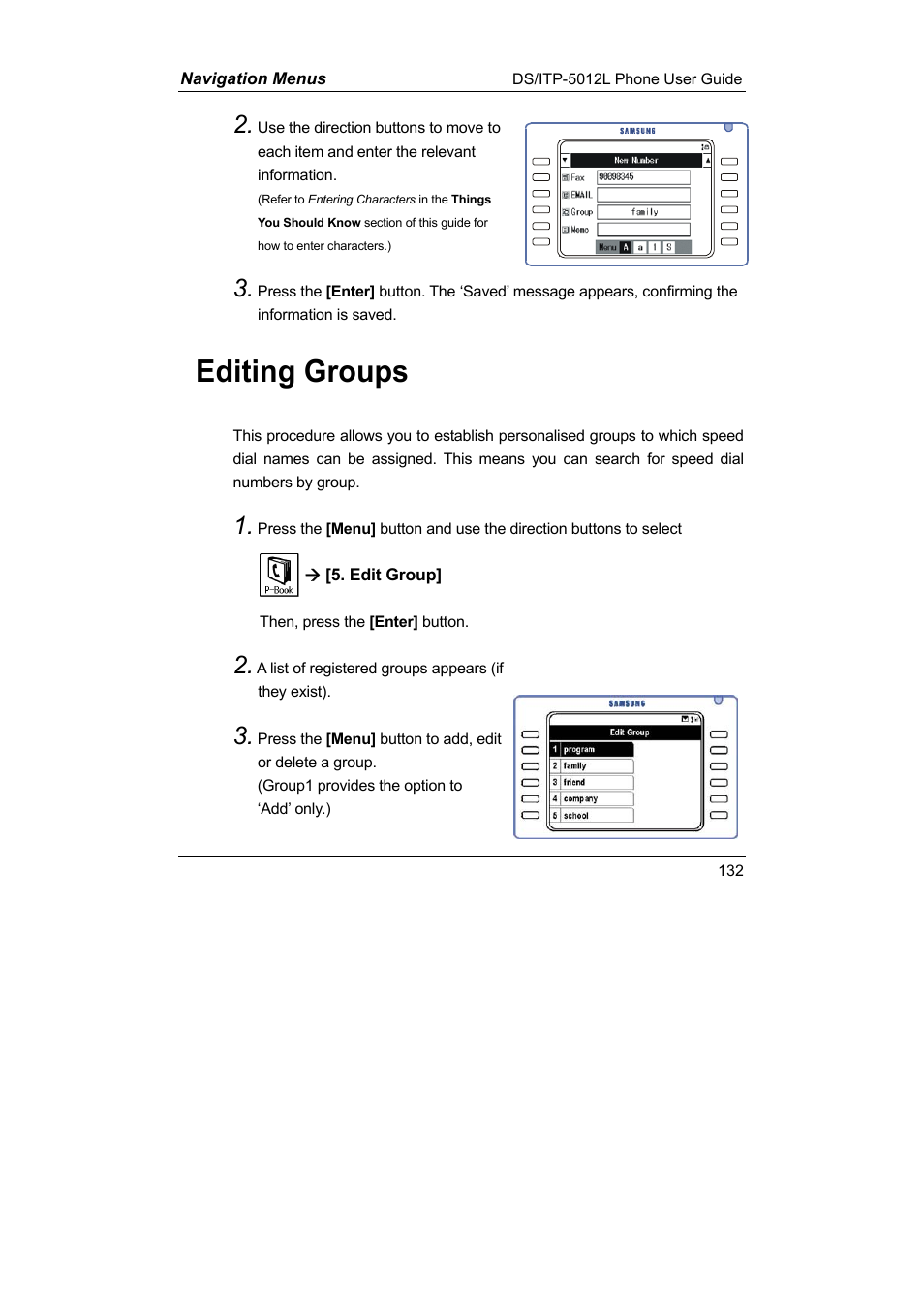 Editing groups | Samsung DS-5012L User Manual | Page 145 / 187