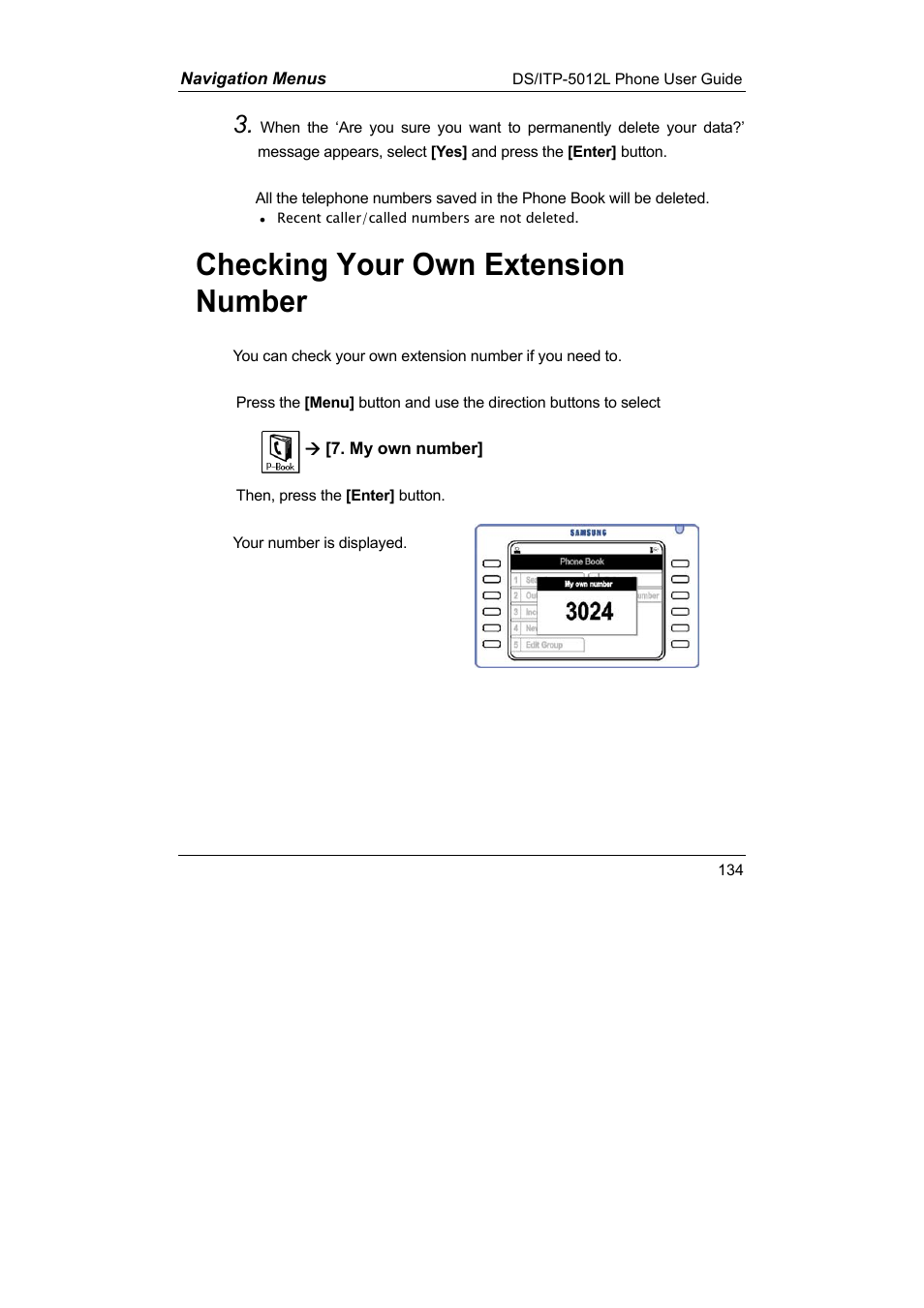 Checking your own extension number | Samsung DS-5012L User Manual | Page 147 / 187