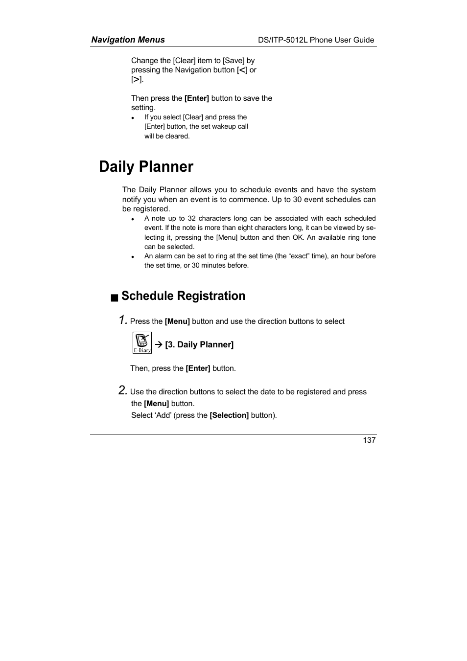 Daily planner, Schedule registration 1 | Samsung DS-5012L User Manual | Page 150 / 187
