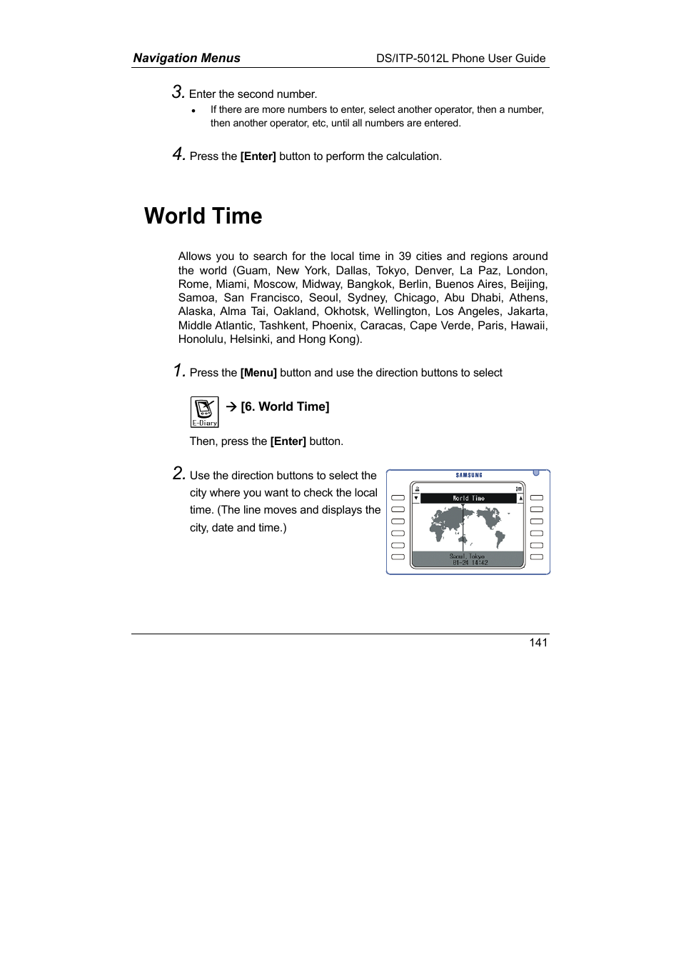 World time | Samsung DS-5012L User Manual | Page 154 / 187
