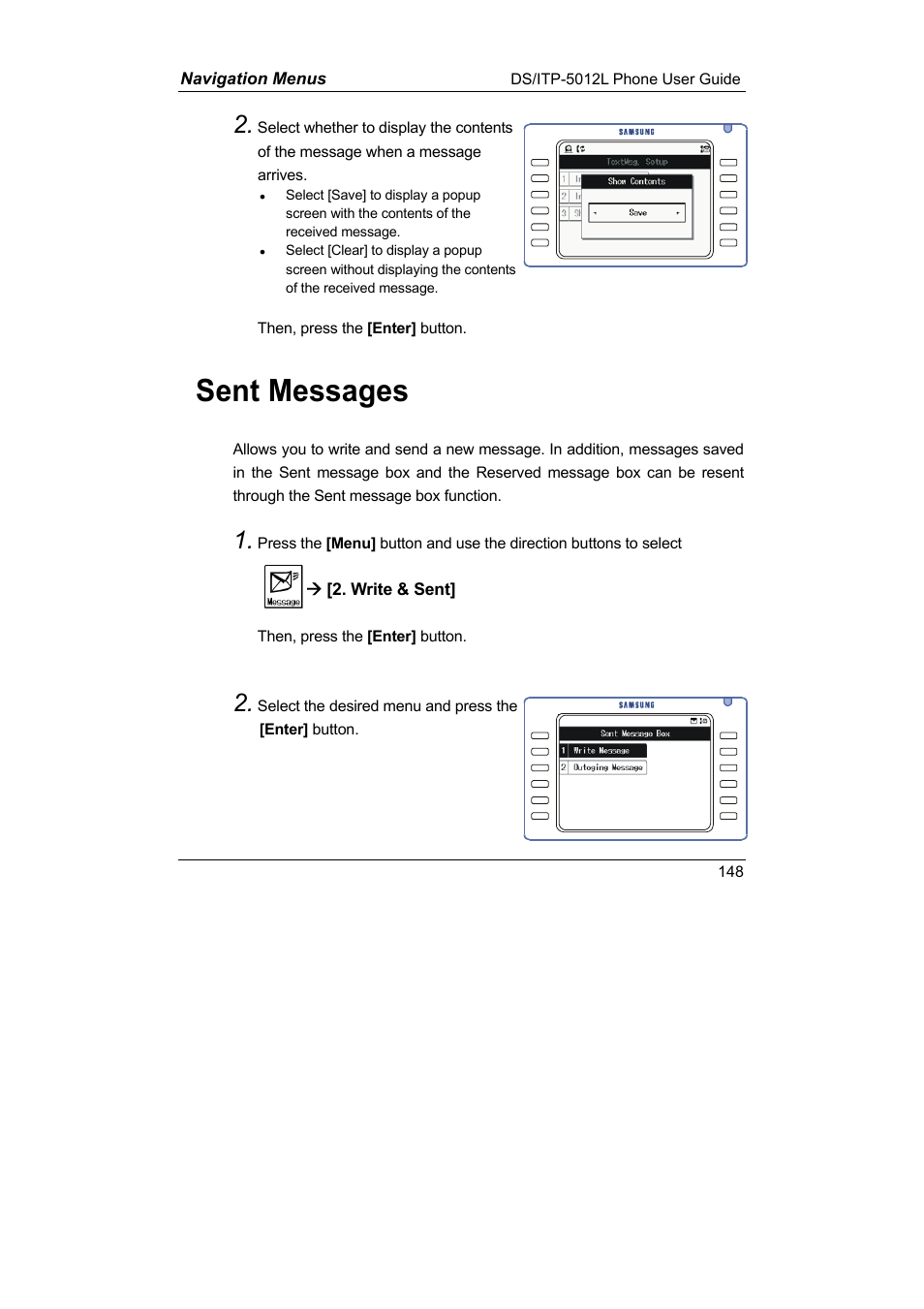 Sent messages | Samsung DS-5012L User Manual | Page 161 / 187
