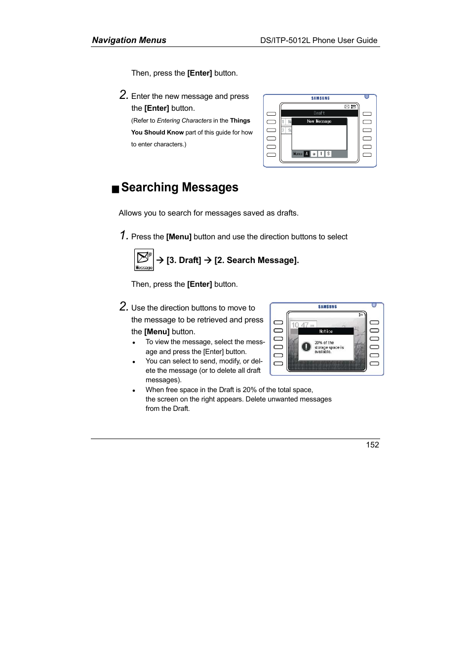 Searching messages | Samsung DS-5012L User Manual | Page 165 / 187