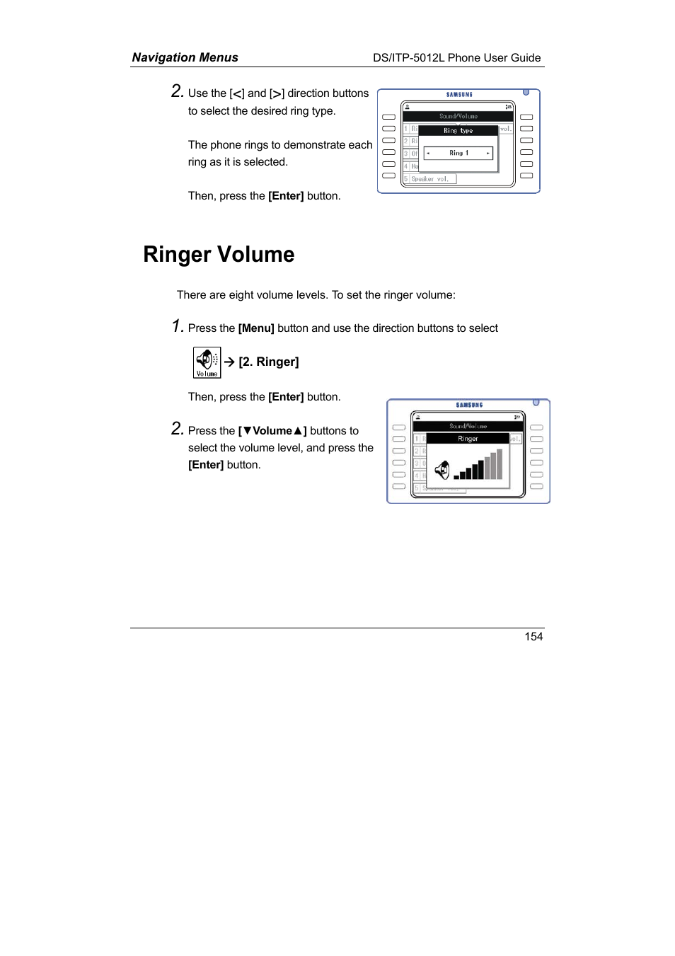 Ringer volume | Samsung DS-5012L User Manual | Page 167 / 187