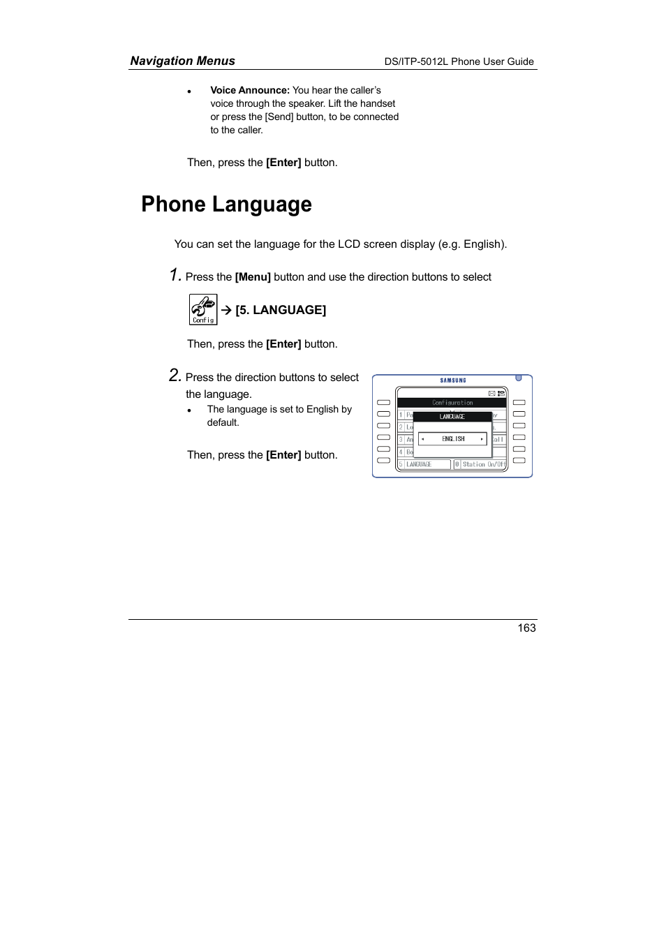 Phone language | Samsung DS-5012L User Manual | Page 176 / 187