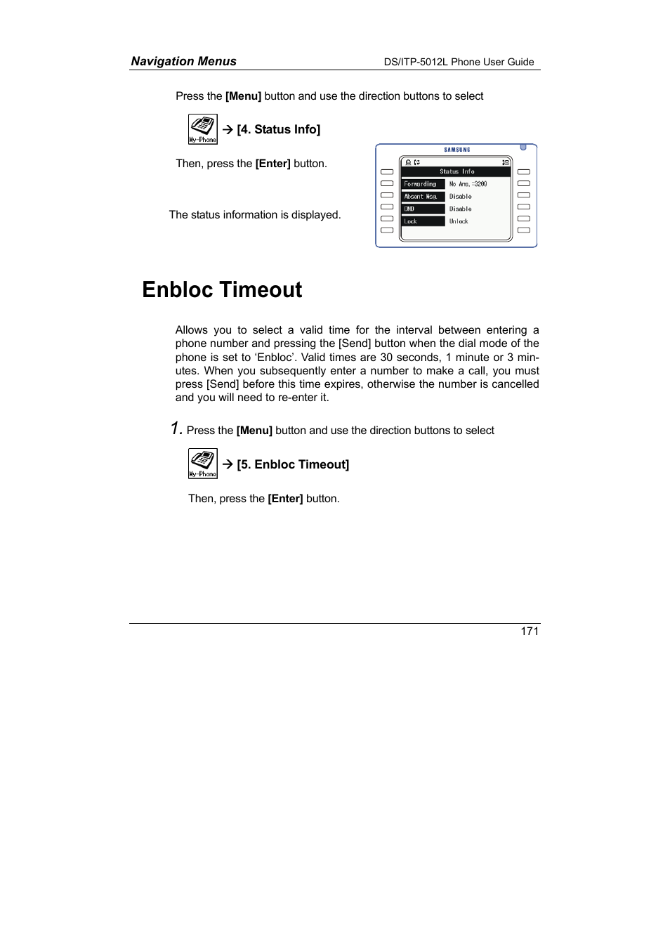 Enbloc timeout | Samsung DS-5012L User Manual | Page 184 / 187