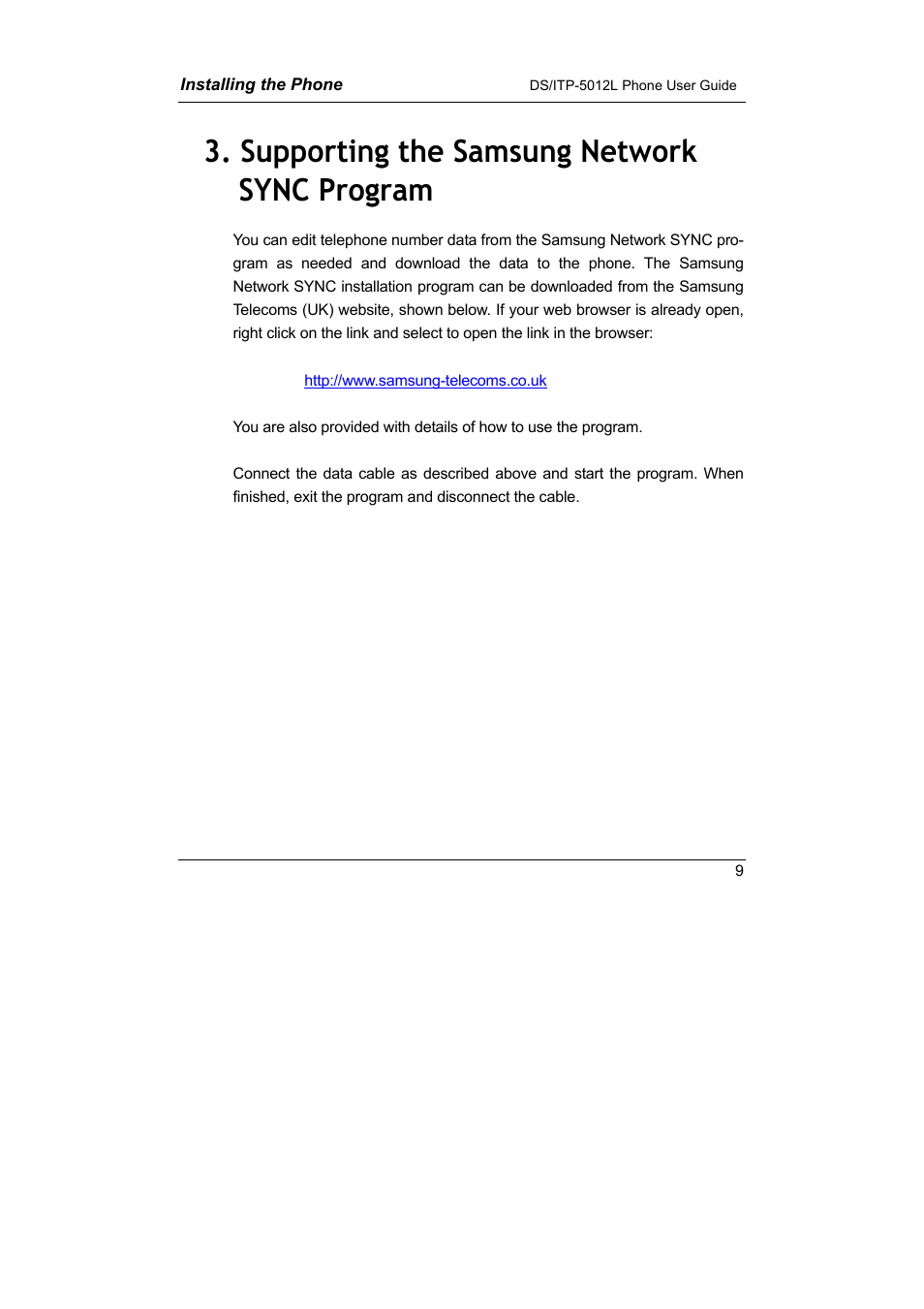 Supporting the samsung network sync program, Supporting the samsung network sync, Program | Samsung DS-5012L User Manual | Page 22 / 187