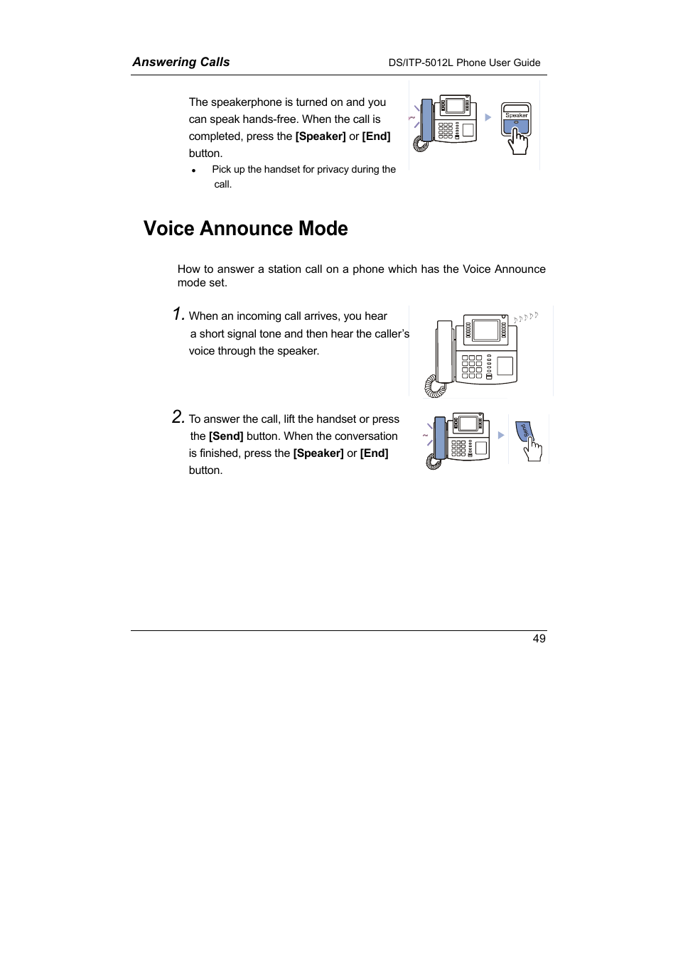 Voice announce mode | Samsung DS-5012L User Manual | Page 62 / 187