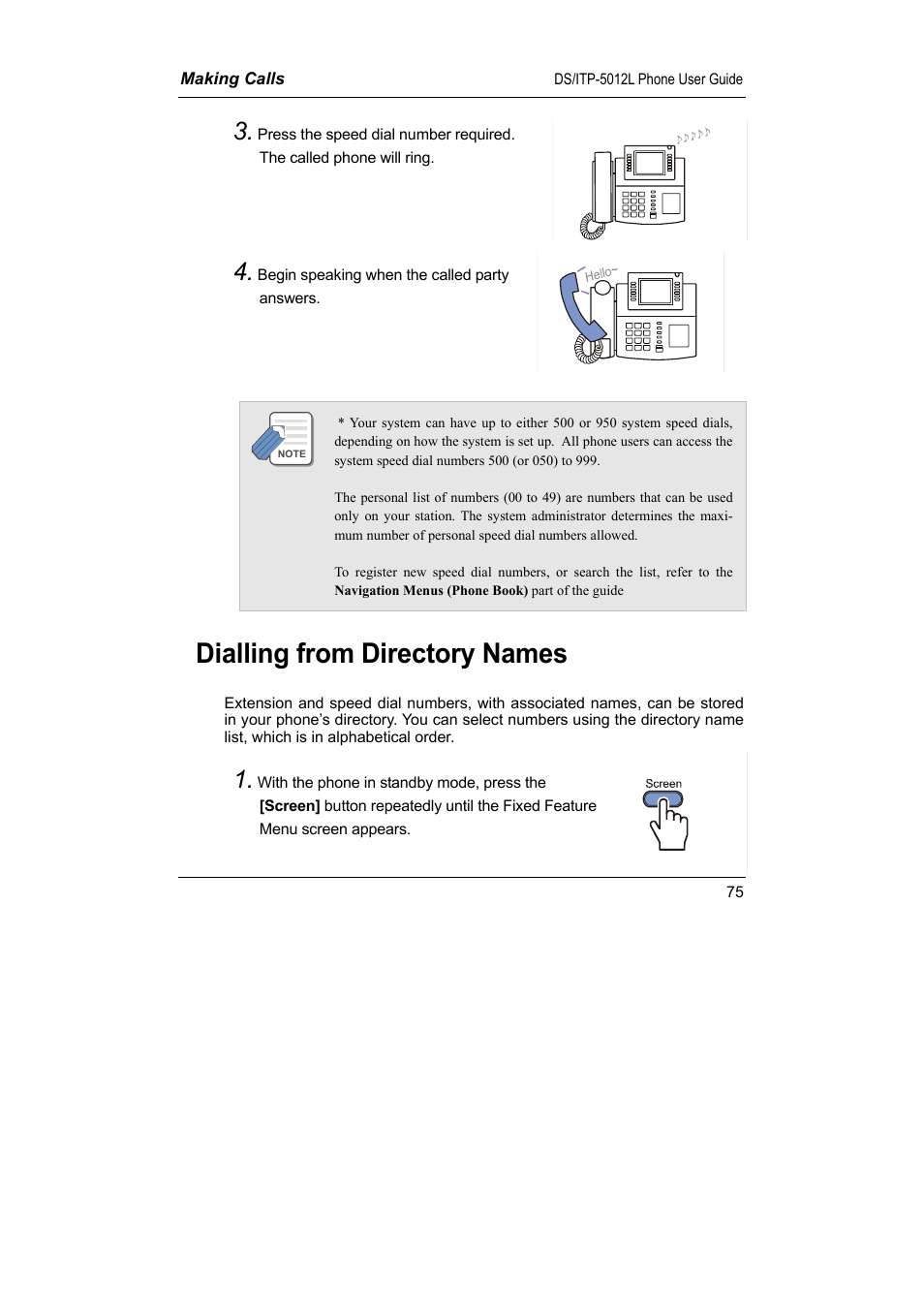 Dialling from directory names | Samsung DS-5012L User Manual | Page 88 / 187