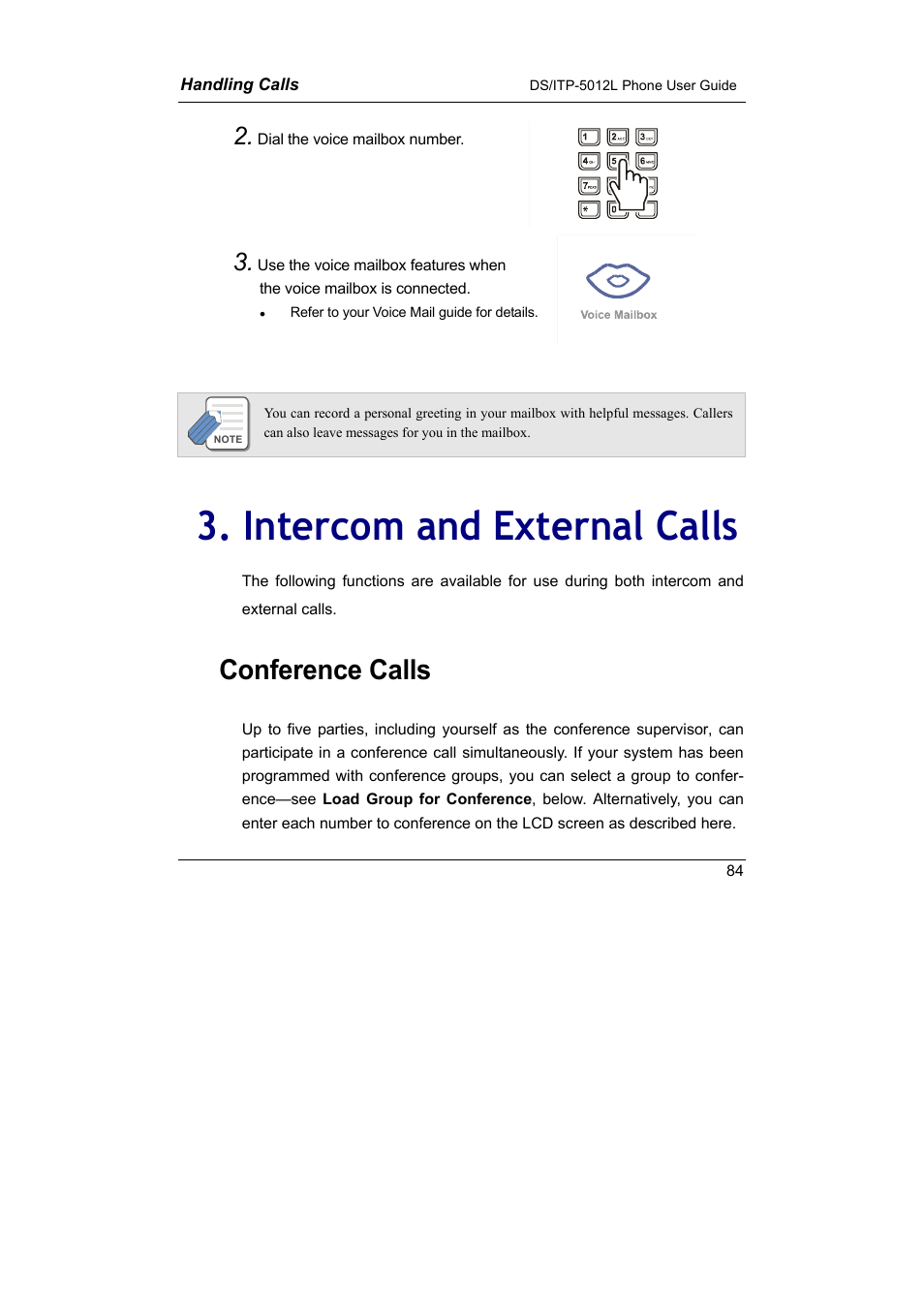 Intercom and external calls, Intercom & external calls conference calls, Conference calls | Samsung DS-5012L User Manual | Page 97 / 187