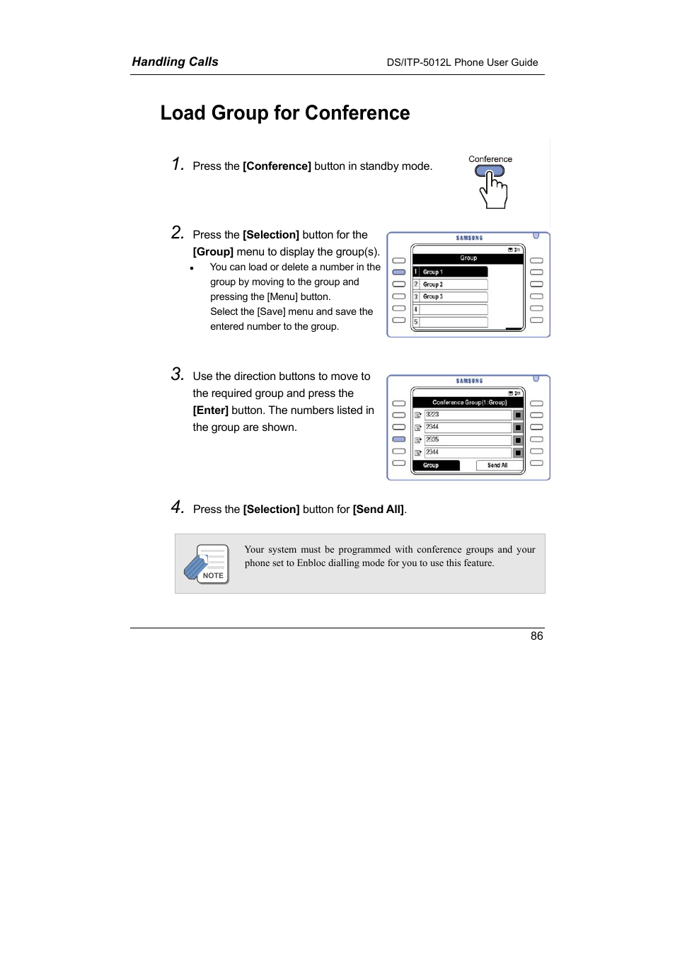 Load group for conference | Samsung DS-5012L User Manual | Page 99 / 187