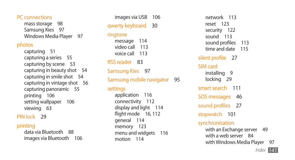 Samsung WAVE GT-S8500 User Manual | Page 141 / 145