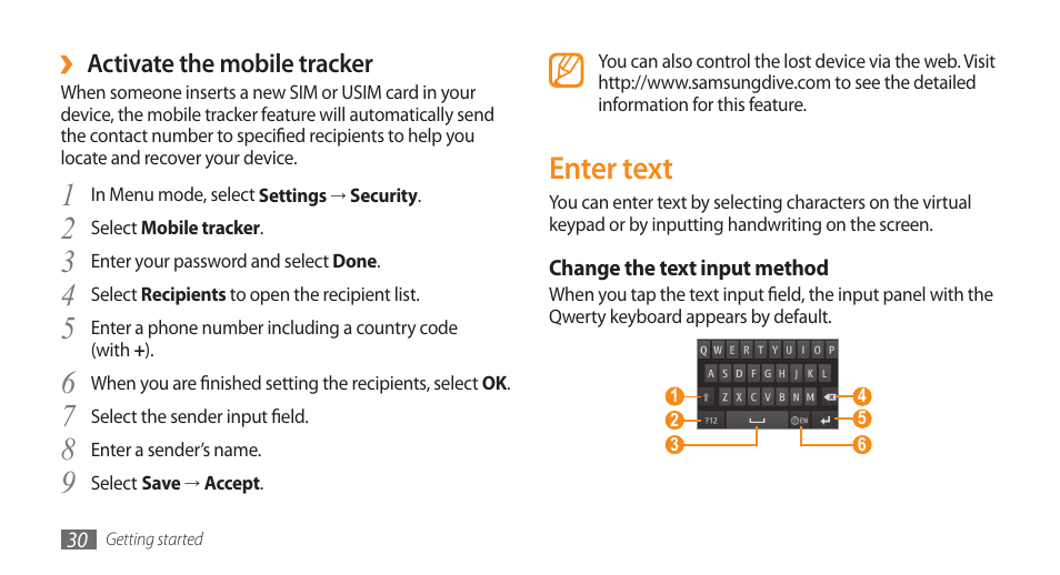 Enter text | Samsung WAVE GT-S8500 User Manual | Page 30 / 145