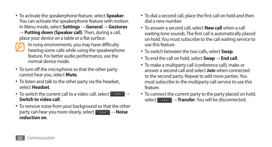 Samsung WAVE GT-S8500 User Manual | Page 36 / 145