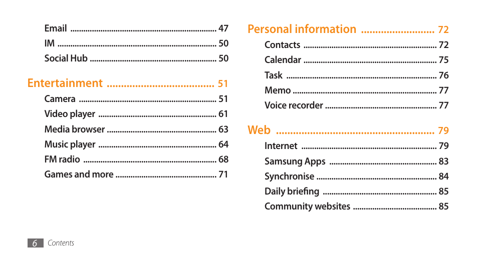Samsung WAVE GT-S8500 User Manual | Page 6 / 145