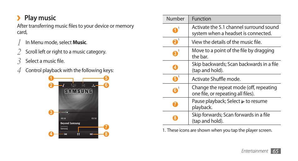 Play music | Samsung WAVE GT-S8500 User Manual | Page 65 / 145