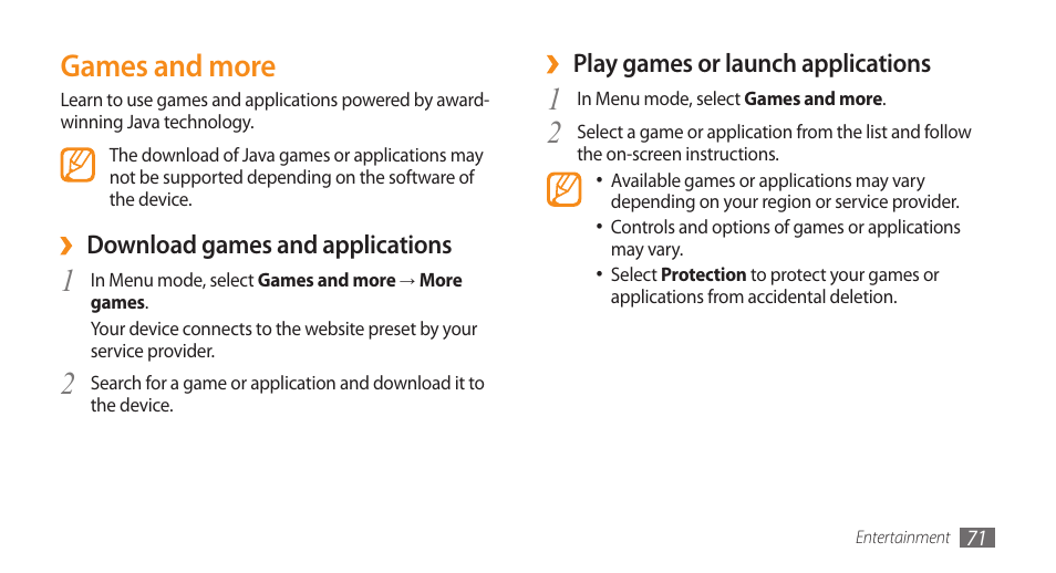 Games and more | Samsung WAVE GT-S8500 User Manual | Page 71 / 145