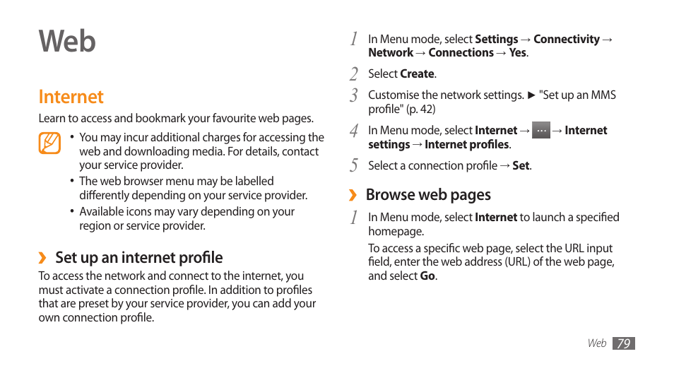 Internet | Samsung WAVE GT-S8500 User Manual | Page 79 / 145
