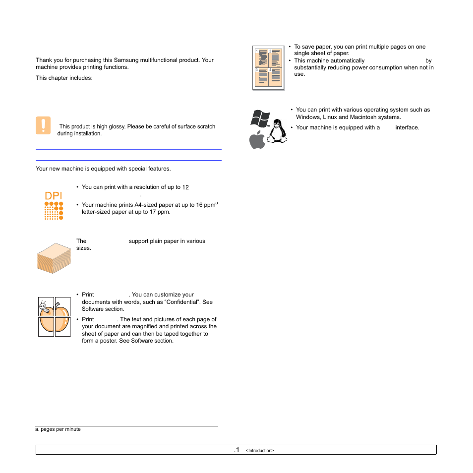 Introduction, Special features | Samsung ML-1630 User Manual | Page 11 / 81