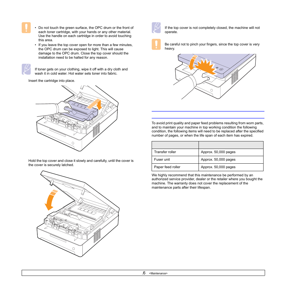 Maintenance parts | Samsung ML-1630 User Manual | Page 32 / 81