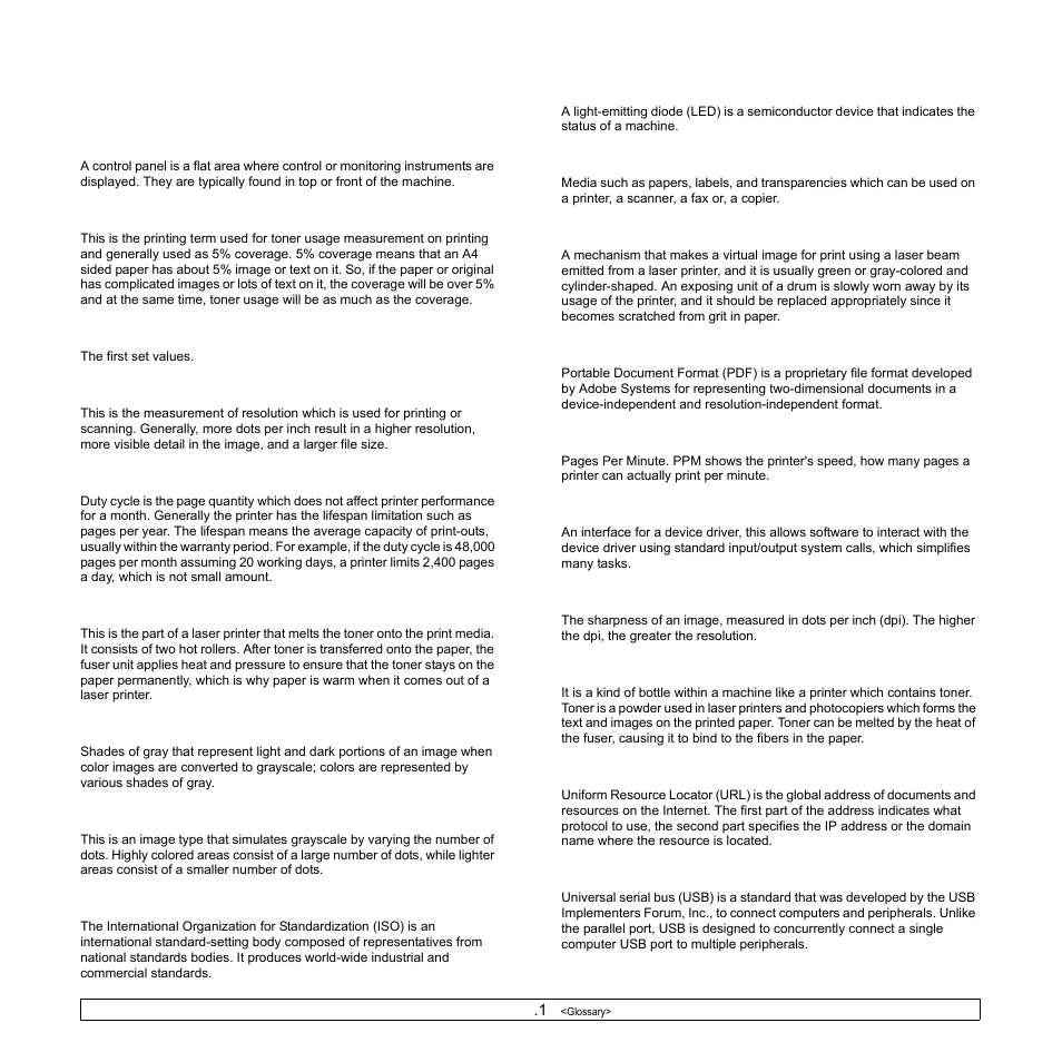 Glossary | Samsung ML-1630 User Manual | Page 48 / 81