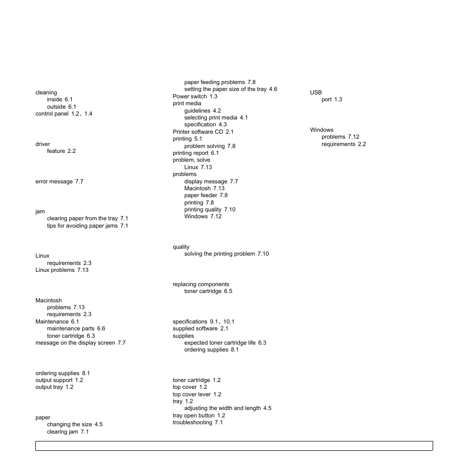 Index, Ndex | Samsung ML-1630 User Manual | Page 49 / 81