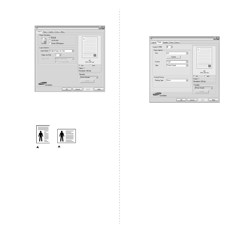 Layout tab, Paper tab, Layout tab paper tab | Layout tab - paper tab | Samsung ML-1630 User Manual | Page 59 / 81