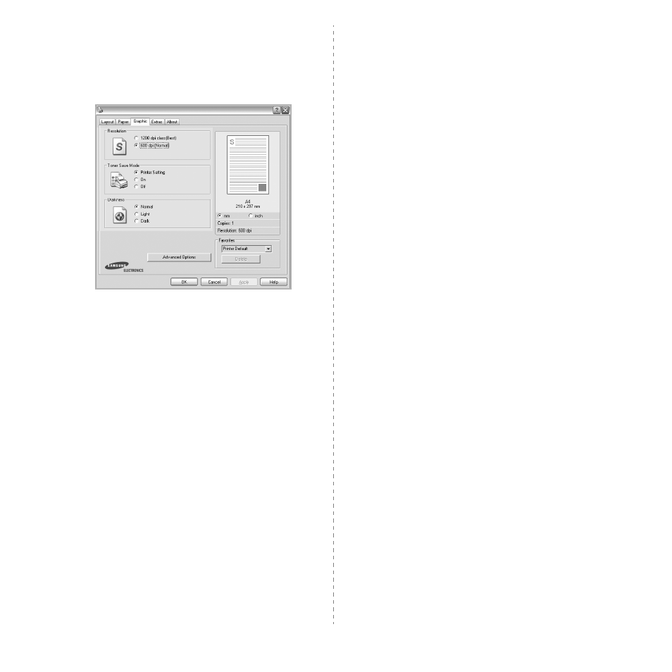 Graphics tab | Samsung ML-1630 User Manual | Page 60 / 81