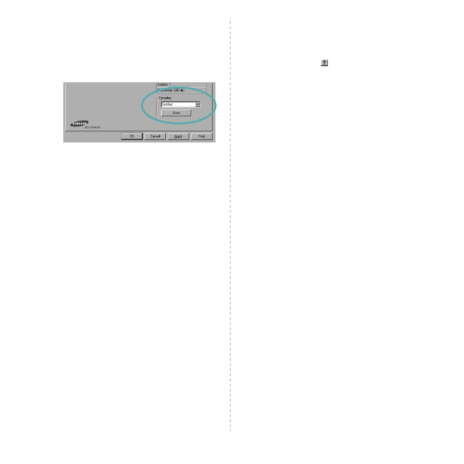 Using a favorite setting, Using help, Using a favorite setting using help | Using a favorite setting - using help | Samsung ML-1630 User Manual | Page 62 / 81