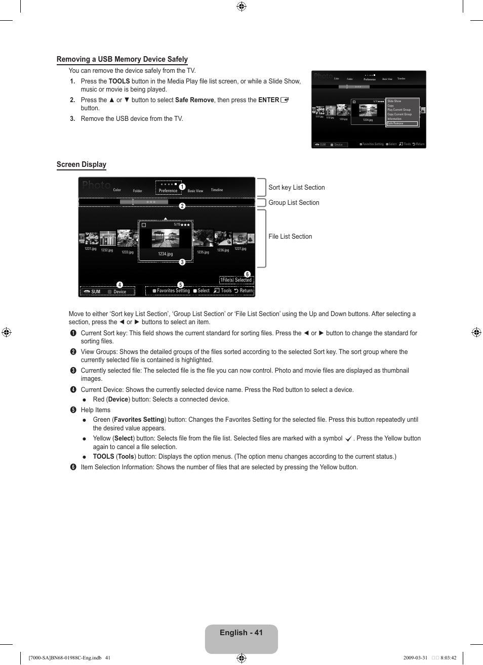 Screen display | Samsung UNB700 User Manual | Page 43 / 181