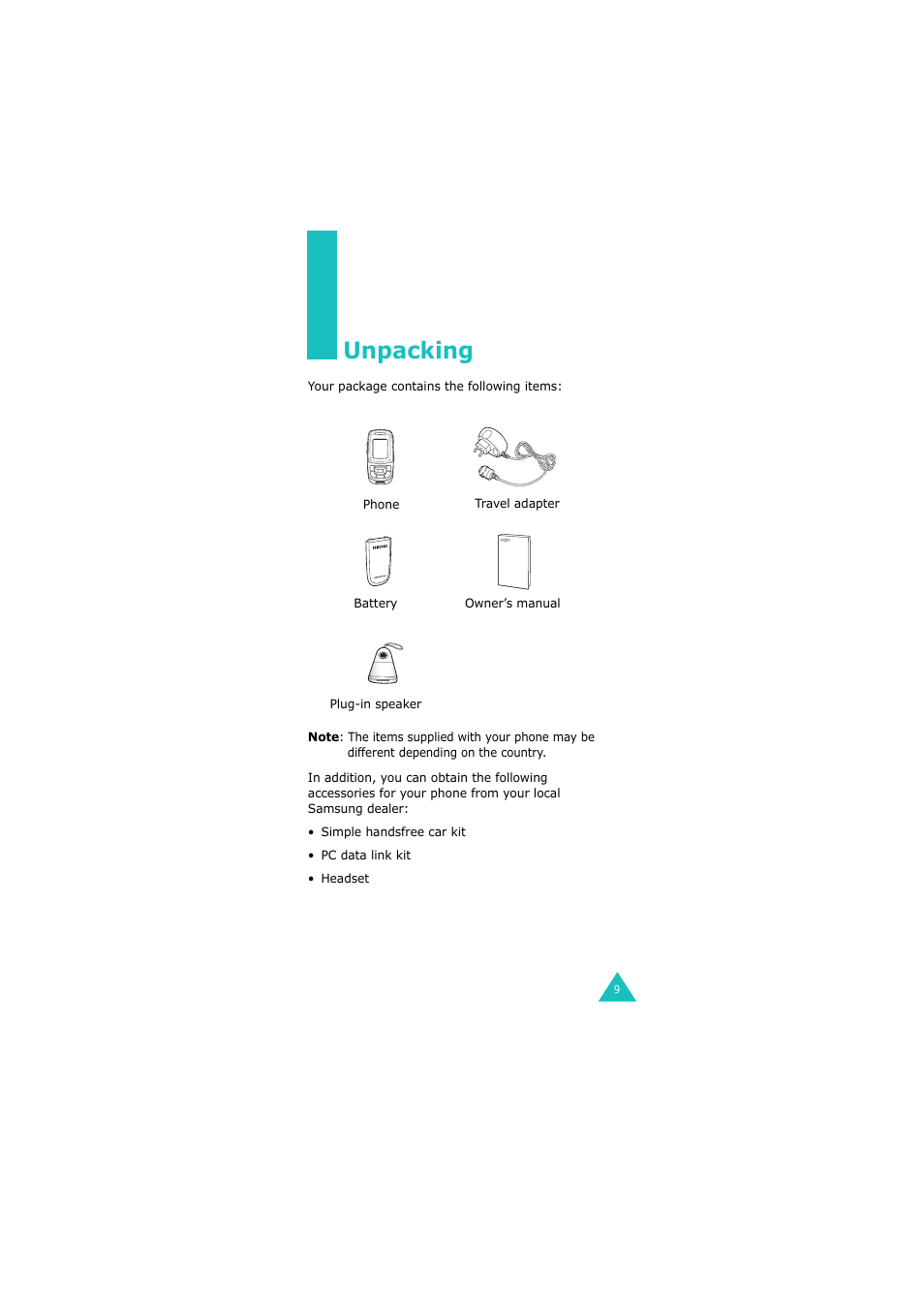 Unpacking | Samsung GH68-06534A User Manual | Page 10 / 215