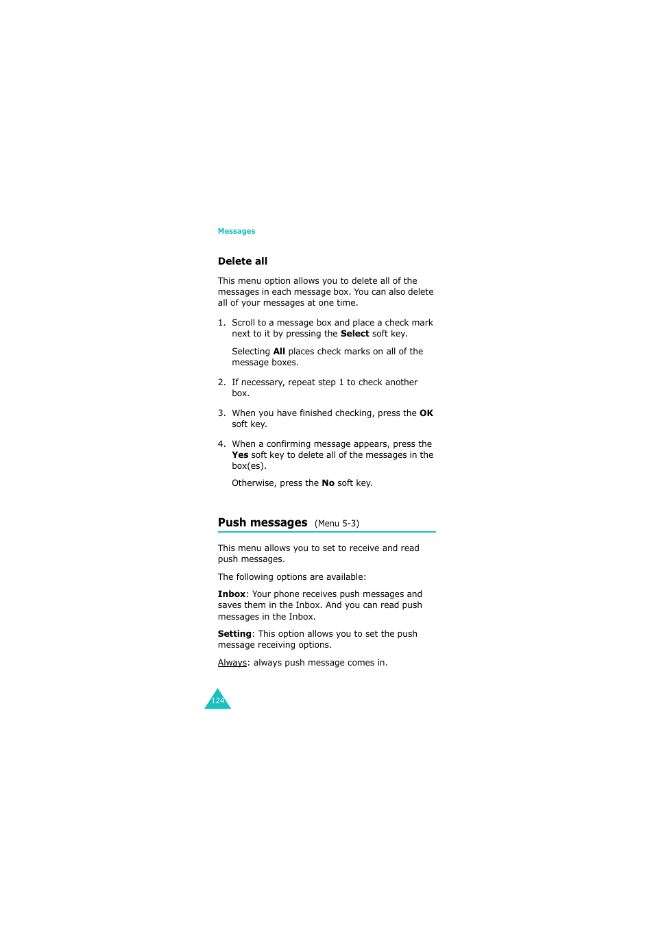Push messages (menu 5-3), Push messages | Samsung GH68-06534A User Manual | Page 125 / 215