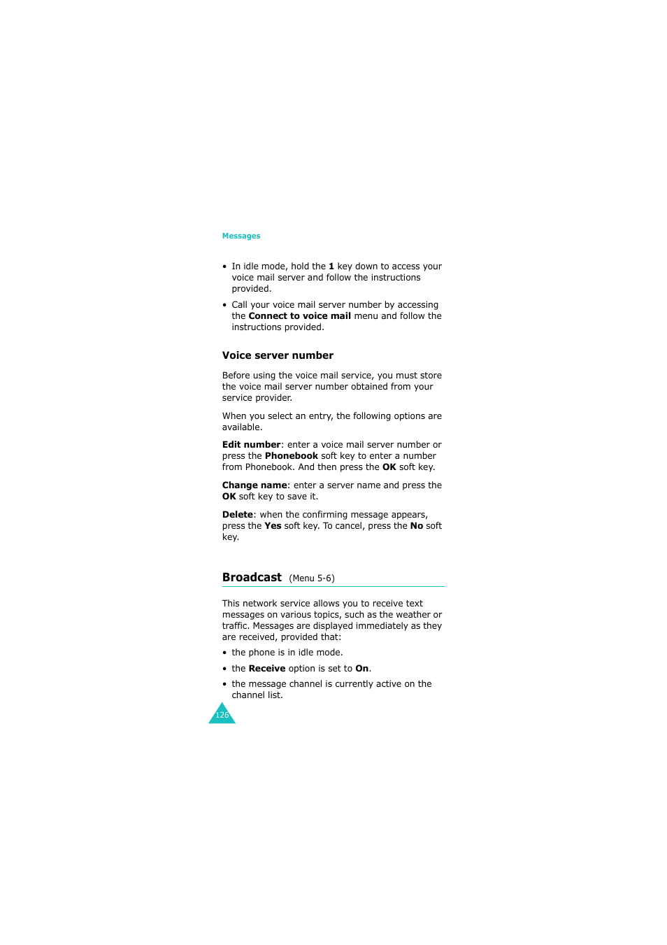 Broadcast (menu 5-6), Broadcast | Samsung GH68-06534A User Manual | Page 127 / 215