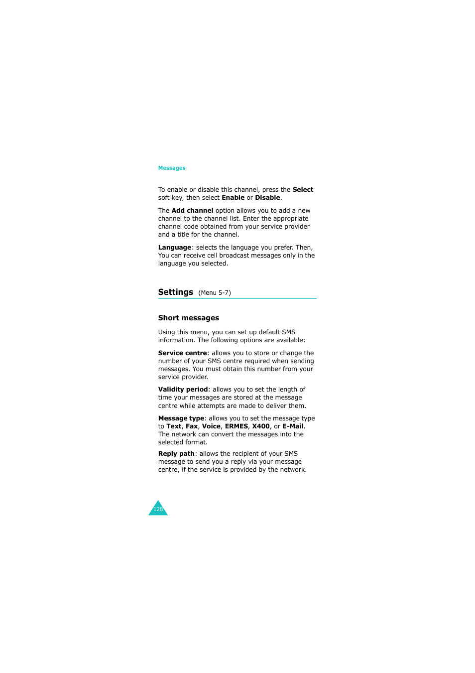 Settings (menu 5-7) | Samsung GH68-06534A User Manual | Page 129 / 215