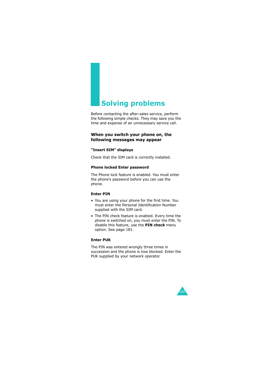 Solving problems | Samsung GH68-06534A User Manual | Page 190 / 215