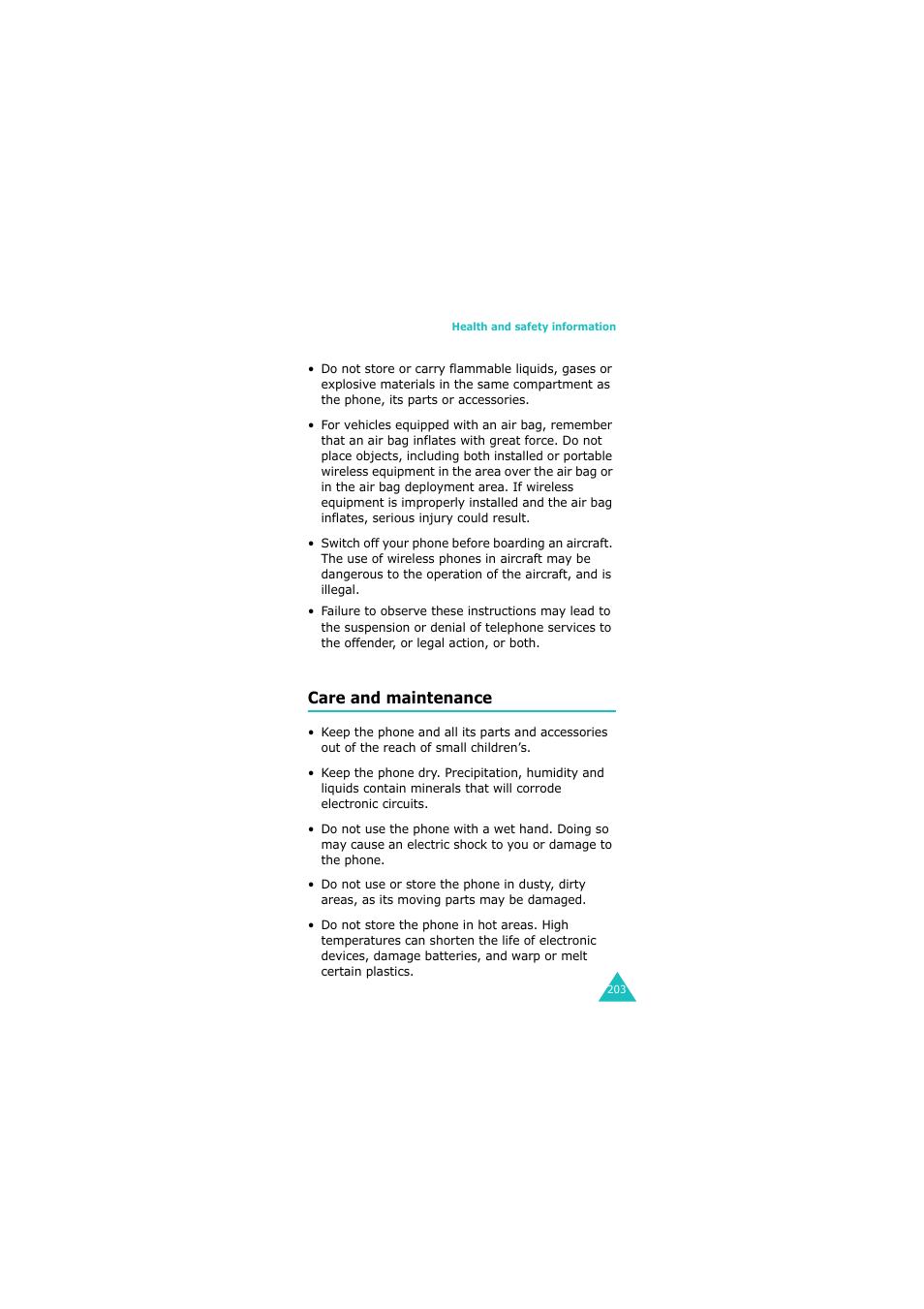 Care and maintenance | Samsung GH68-06534A User Manual | Page 204 / 215