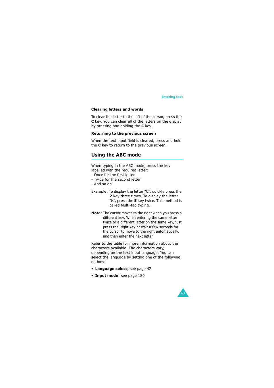 Using the abc mode | Samsung GH68-06534A User Manual | Page 64 / 215