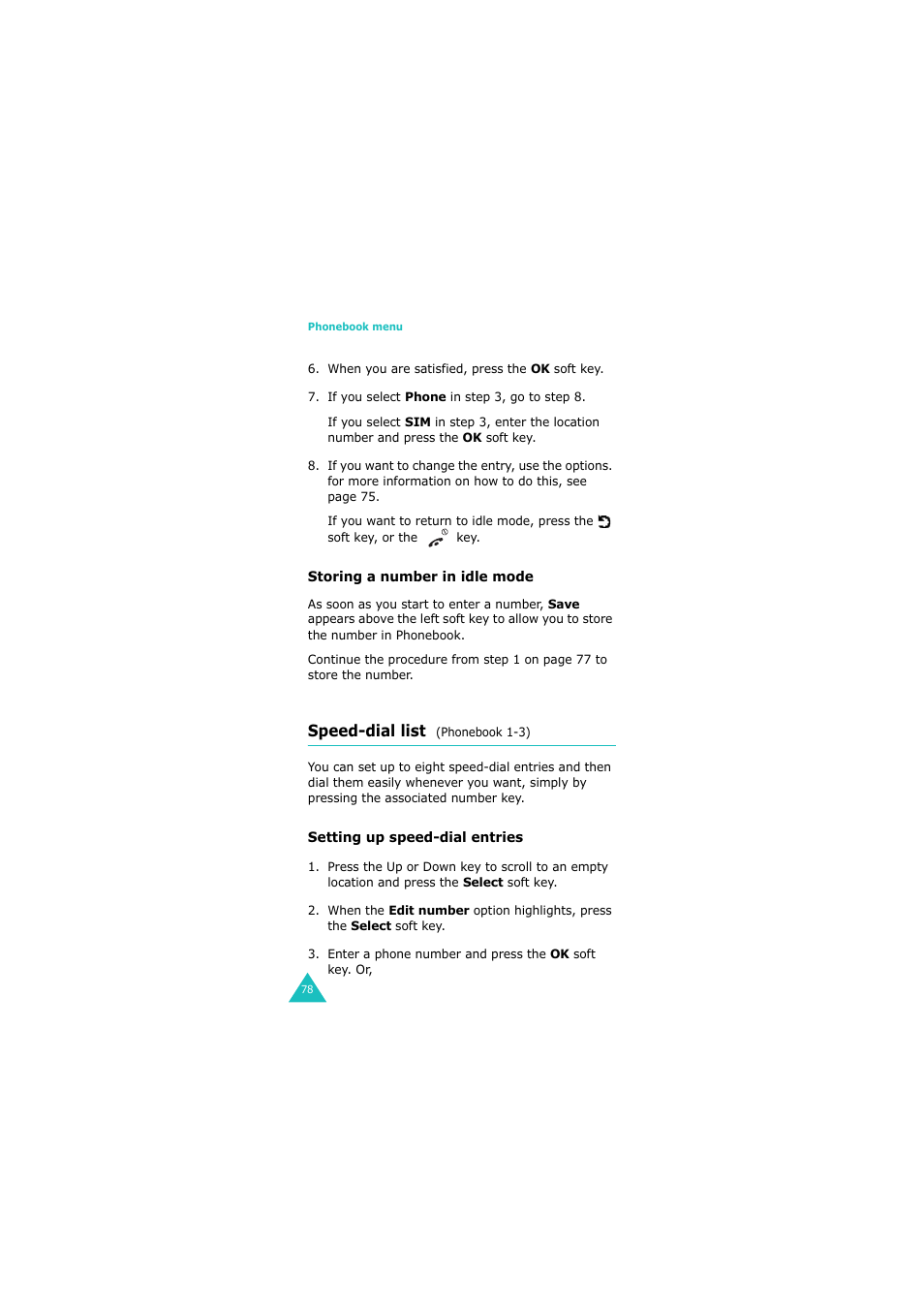 Speed-dial list (phonebook 1-3), Speed-dial list | Samsung GH68-06534A User Manual | Page 79 / 215