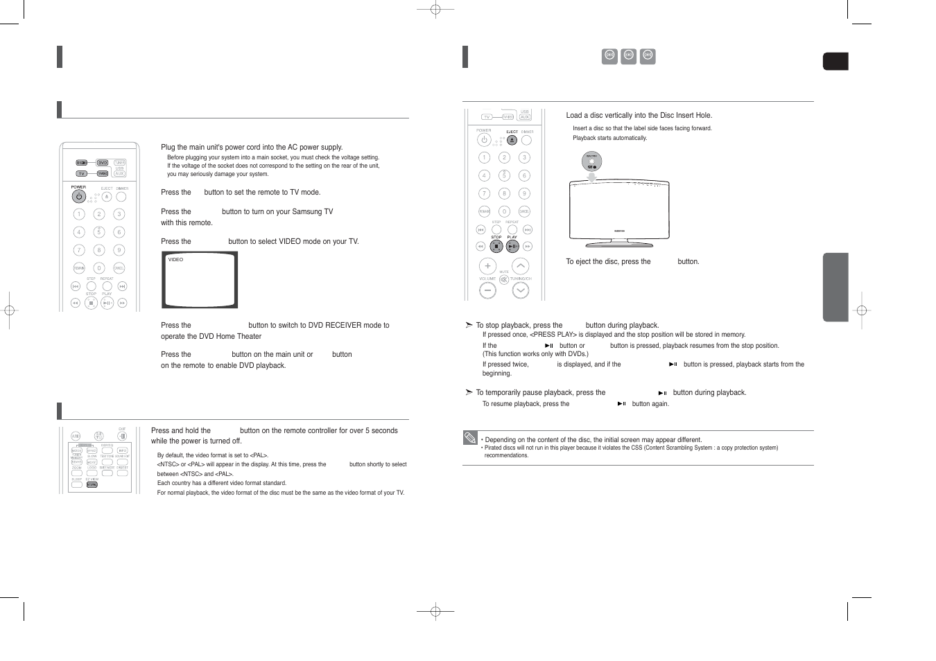 Before using your home theater, Disc playback | Samsung HT-TX250  EN User Manual | Page 14 / 35