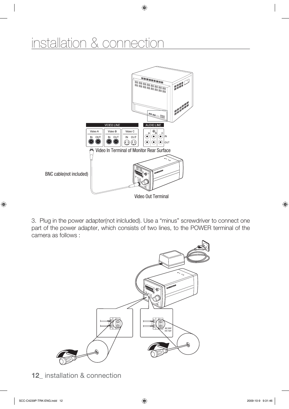 Installation & connection, 12_ installation & connection | Samsung SCC-C4339P User Manual | Page 12 / 36