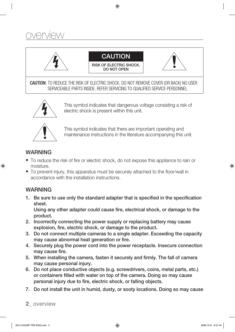 Overview, Caution, 2_ overview | Warning | Samsung SCC-C4339P User Manual | Page 2 / 36