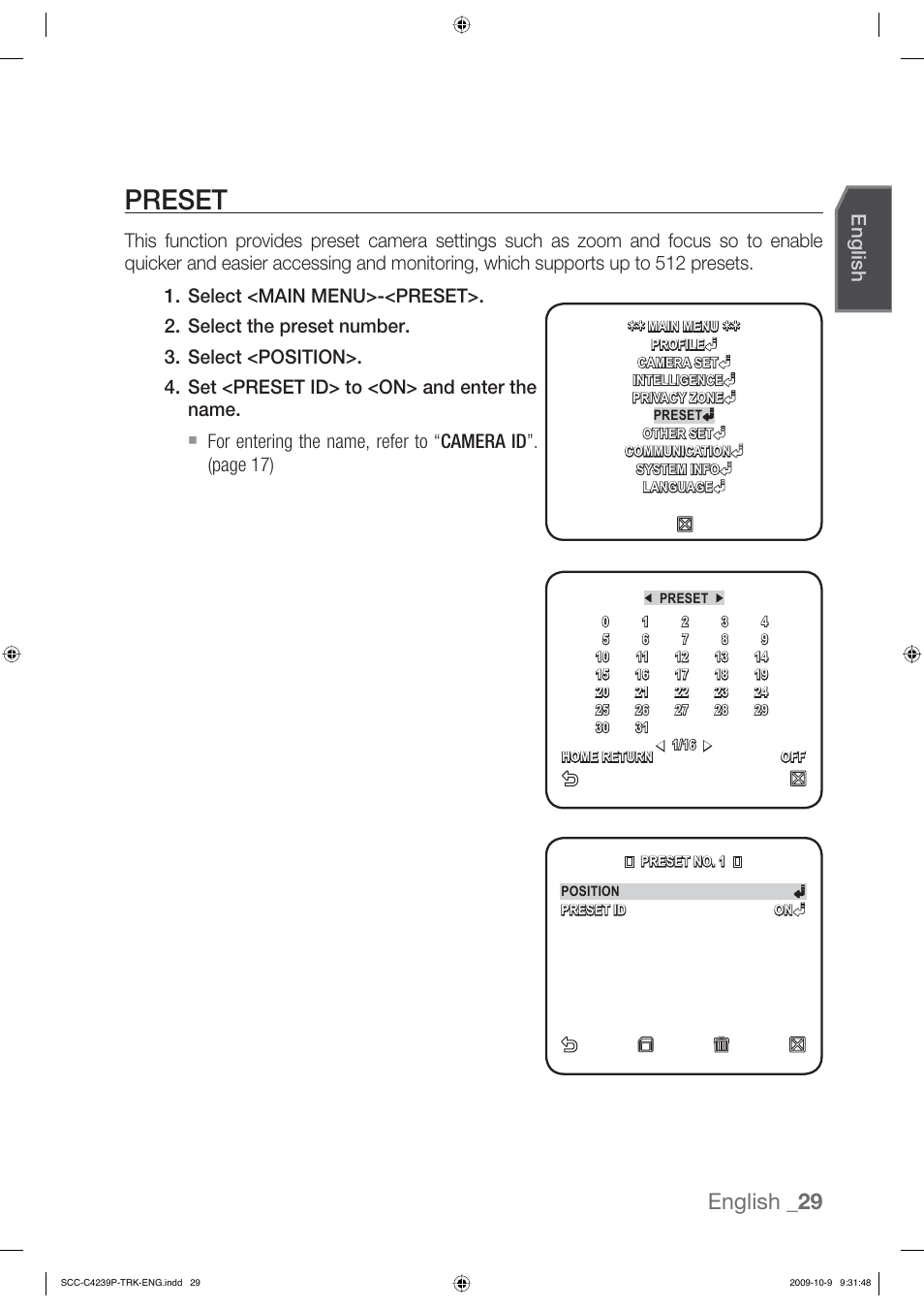 Preset, English _29, English | Samsung SCC-C4339P User Manual | Page 29 / 36