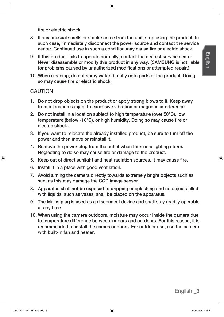 English _3, Caution | Samsung SCC-C4339P User Manual | Page 3 / 36