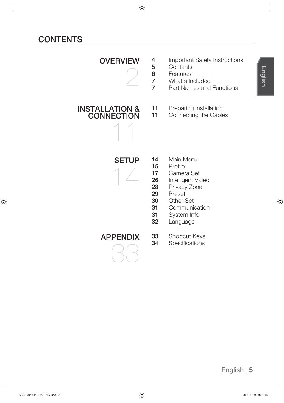 Samsung SCC-C4339P User Manual | Page 5 / 36