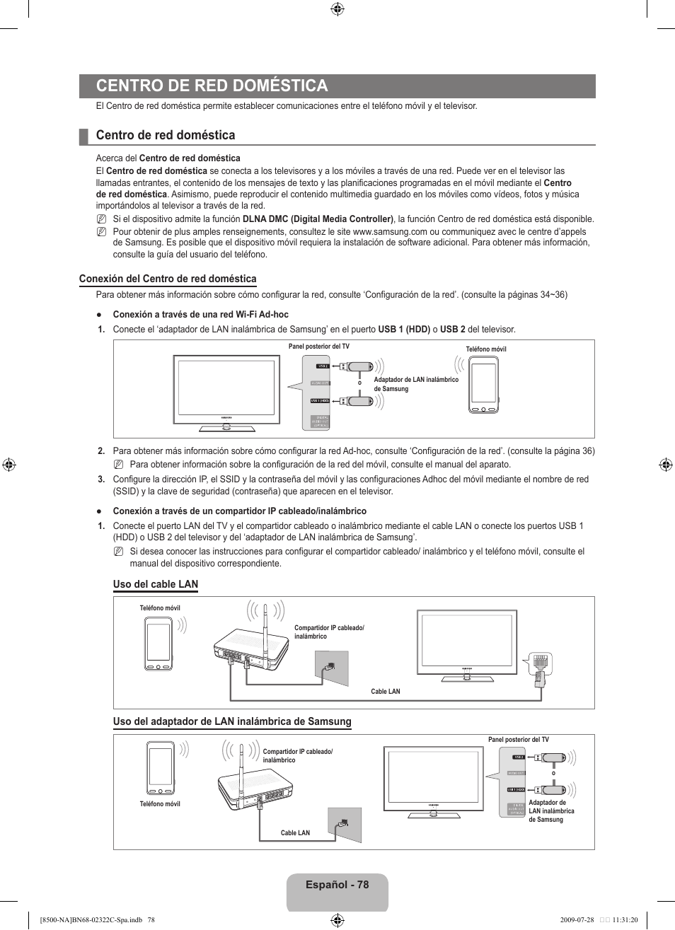 Centro de red doméstica | Samsung 8500 User Manual | Page 187 / 296