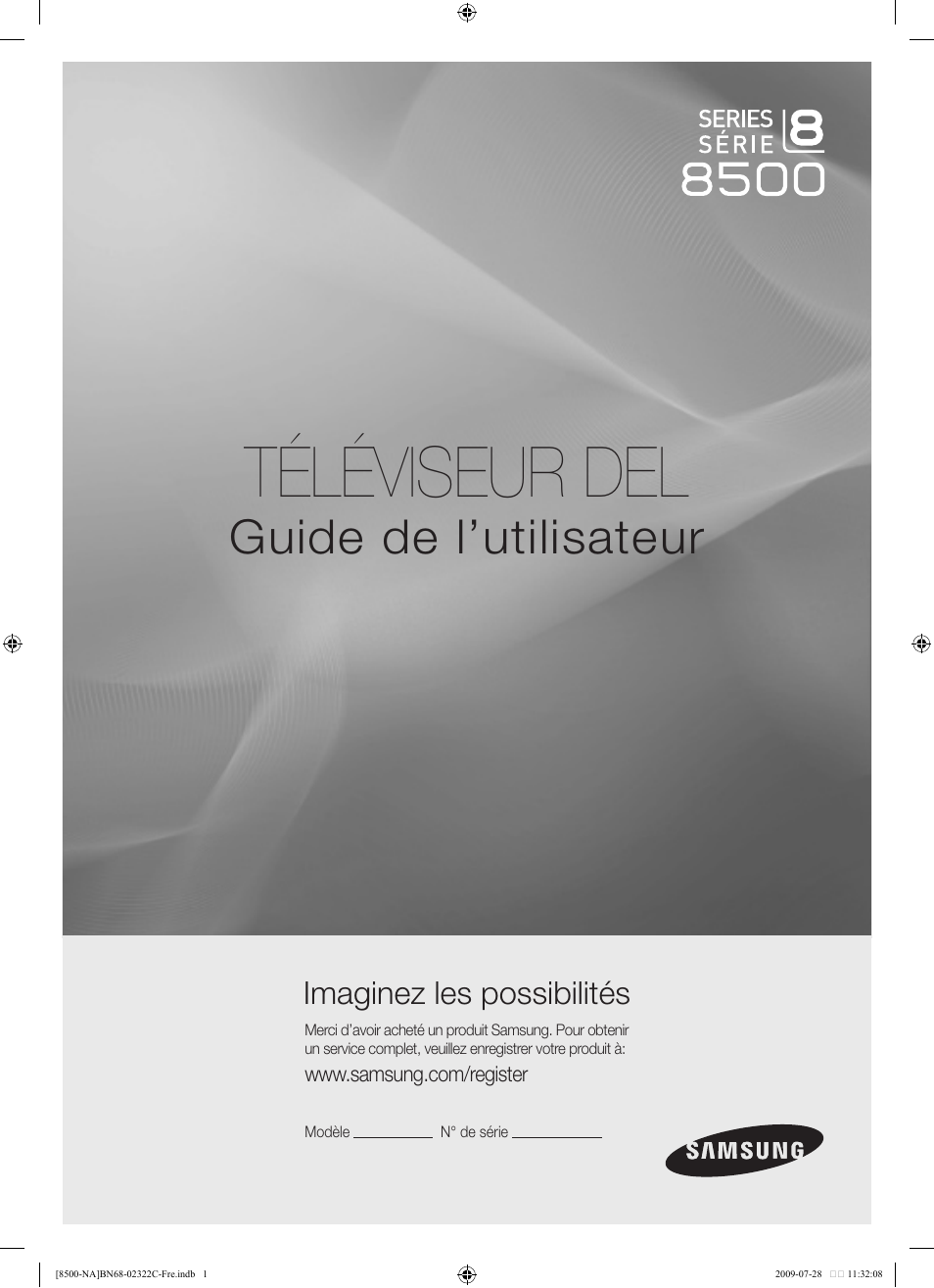 Téléviseur del, Guide de l’utilisateur, Imaginez les possibilités | Samsung 8500 User Manual | Page 203 / 296