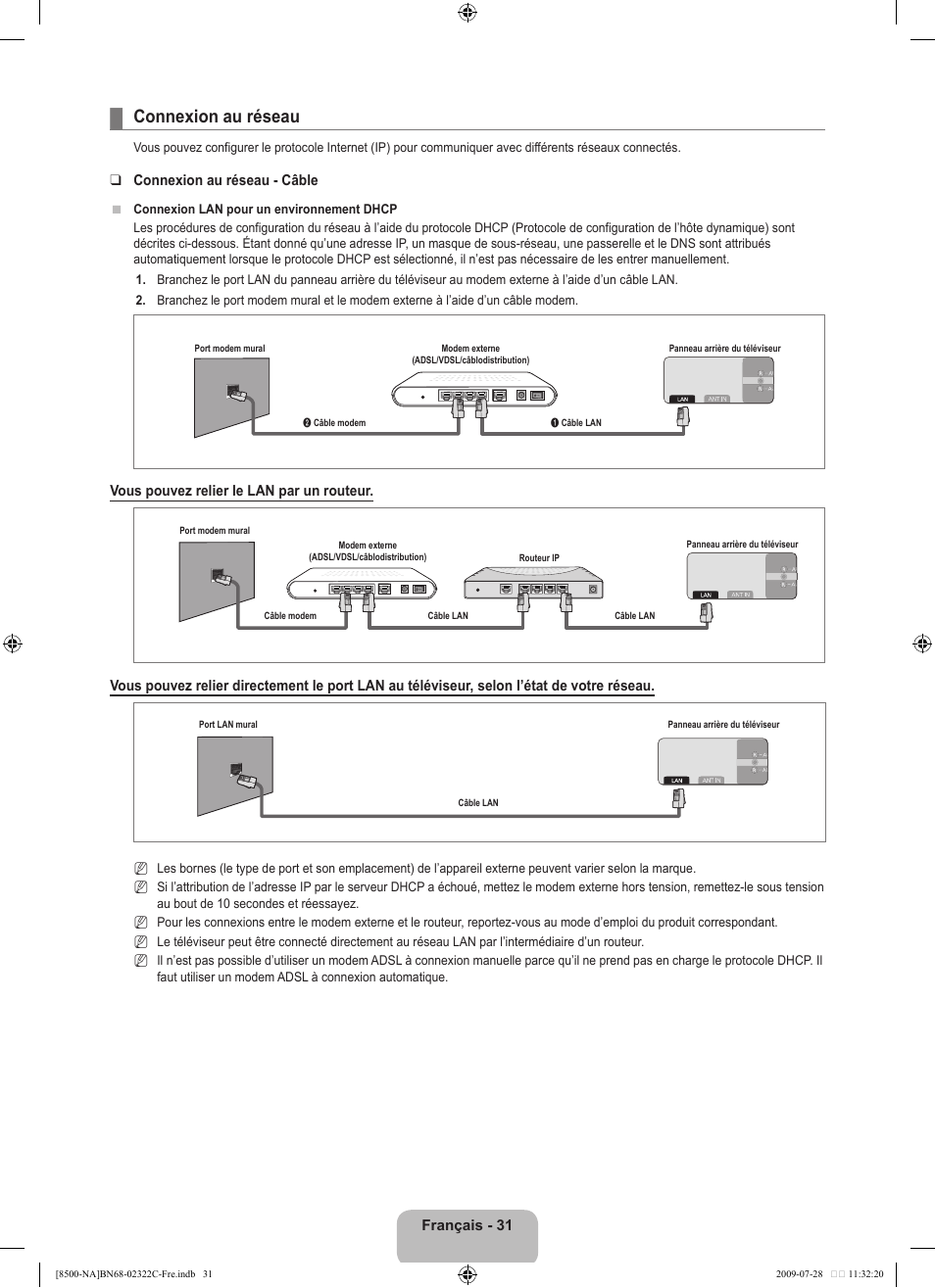 Connexion au réseau | Samsung 8500 User Manual | Page 235 / 296