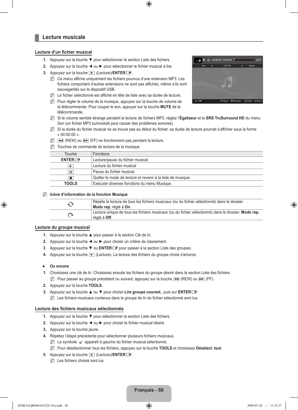 Lecture musicale | Samsung 8500 User Manual | Page 254 / 296