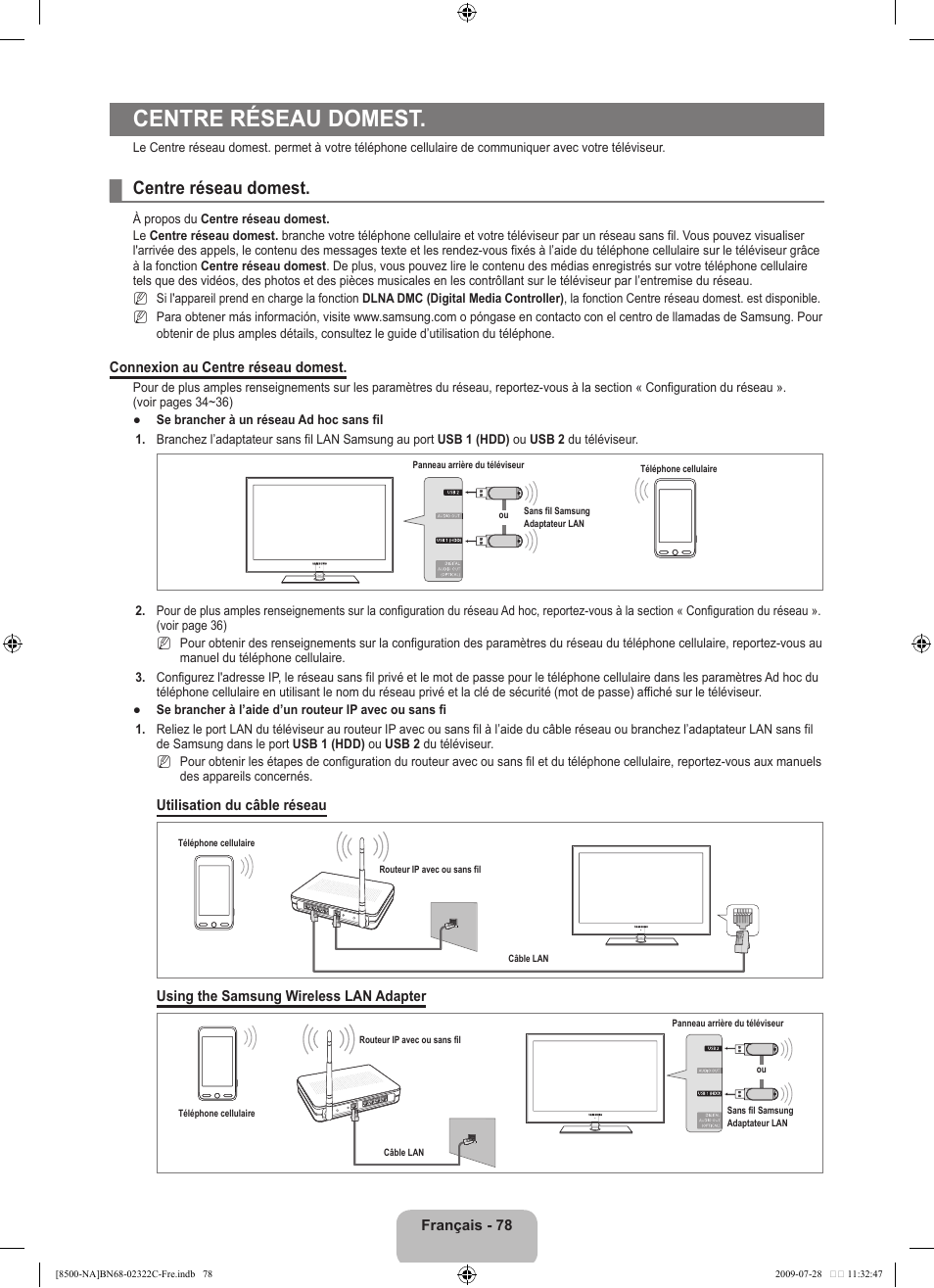 Centre réseau domest | Samsung 8500 User Manual | Page 282 / 296