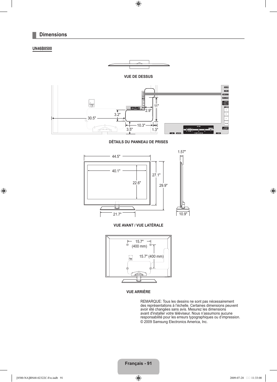 Dimensions | Samsung 8500 User Manual | Page 295 / 296